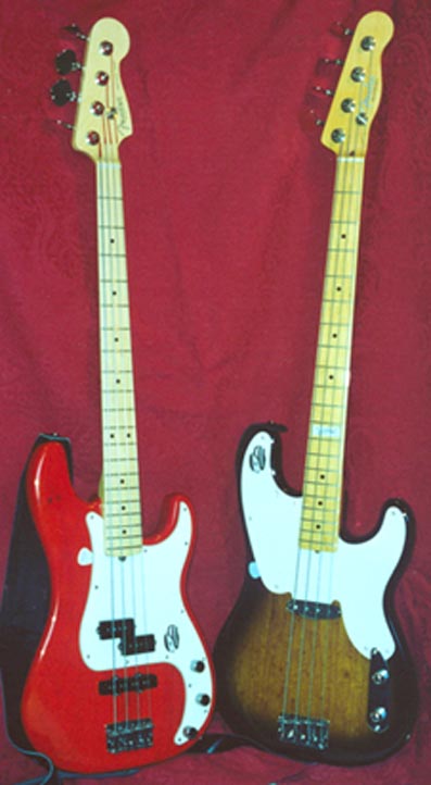 Photo of two Fender p basses